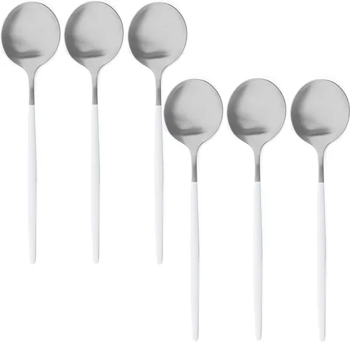Miniatura 9 de Cubiertos de plata blanca pulida mate, diseño ligero, 36 piezas de acero inoxidable, juego de cubiertos de servicio para 6, incluyendo tenedores