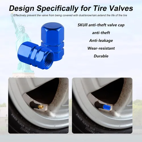 Miniatura 4 de alpmosn Tapones de Vástago de Válvula de Neumático de Aluminio, Cubiertas de Válvula de Rueda, Tapa de Neumático a Prueba de Polvo, Accesorios Azul