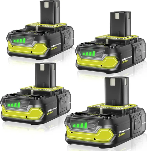 VANON Baterías de iones de litio de 3.6Ah P102 de 18 voltios de repuesto para herramientas inalámbricas Ryobi 18V P107 P105 P104 P103 P108 4Pack