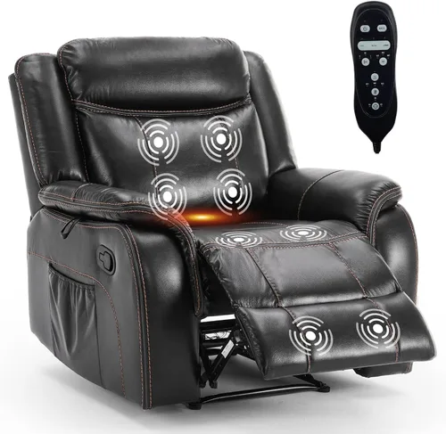 Miniatura 9 de Silla reclinable de masaje con calor, sillas reclinables de piel sintética para adultos, silla de descanso ergonómica reclinable manual de 39