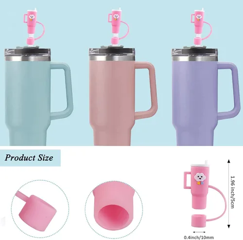 Miniatura 2 de Tapa de popote para copa Stanley, 5 piezas de popote de silicona compatible con vaso Stanley de 30 y 40 onzas con asa, cubiertas de punta de popote