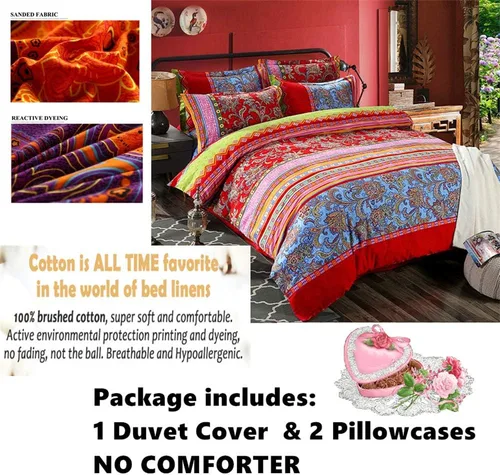 Miniatura 6 de ABREEZE Fundas de edredón individuales, juego de ropa de cama bohemio retro, funda de edredón de mandala colorida, funda de colcha estilo floral