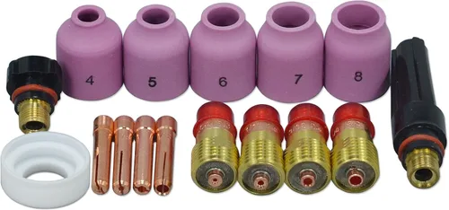 TIG antorchas de soldadura, boquillas de lente de gas gruesas, boquillas de alúmina, juego de tapa trasera para SR WP 17 18 26 Series, 16 unidades