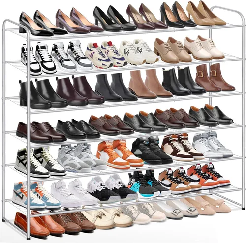 Miniatura 20 de KEETDY Organizador de zapatos largo de 2 niveles para armario, zapatero de metal para entrada, amplio estante apilable para zapatos con rejilla
