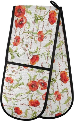 Miniatura 29 de ZZXXB Spring Bird - Guantes de cocina dobles con diseño floral de mariposa, resistentes al calor, antideslizantes, extra largos de 7 x 35 pulgadas