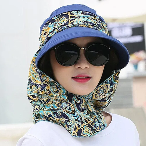 Miniatura 2 de Sombrero de sol plegable multifuncional con protección solar UPF 50+ para mujer, impermeable, transpirable, cuello facial