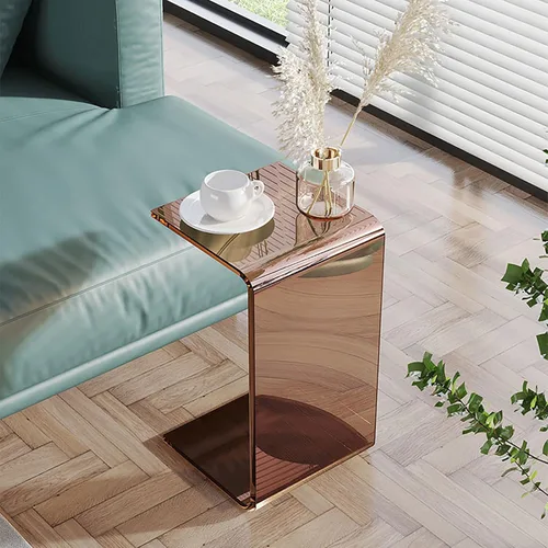 Miniatura 2 de Mesa C de acrílico para sofá, mesa auxiliar multiusos en forma de C de 25.6 pulgadas, mesa auxiliar de acrílico transparente, moderna mesa auxiliar