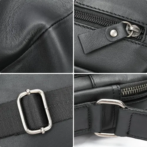 Miniatura 5 de PRELITER Bolso cruzado de cuero genuino para hombre, bolso de hombro de cuero genuino para hombres para negocios y actividades al aire libre