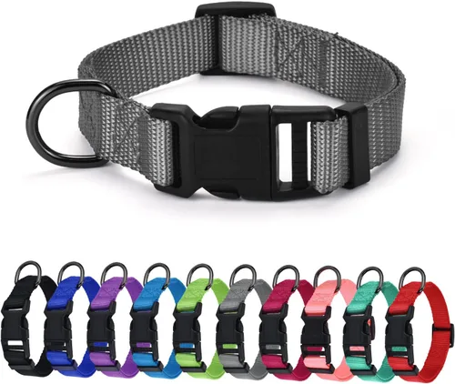 Miniatura 10 de AUDWUD Collar de nailon grueso, clásico ajustable, varios colores, adecuado para perros pequeños, medianos y grandes, 4 tamaños Esmeralda