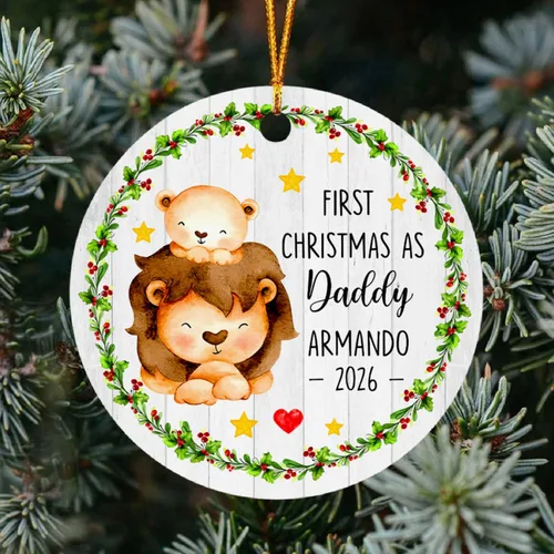 Miniatura 13 de Adorno de Navidad con texto en inglés "Your First Christmas As My Daddy 2025", regalo de recuerdo personalizado para nuevo papá Adorno Your Are