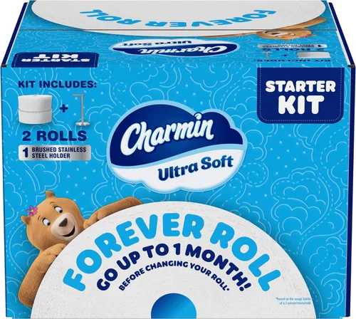 Miniatura 13 de Charmin Papel higiénico ultra suave, kit de iniciación Forever Roll, 1 soporte, 2 rollos, papel de baño de 2 capas