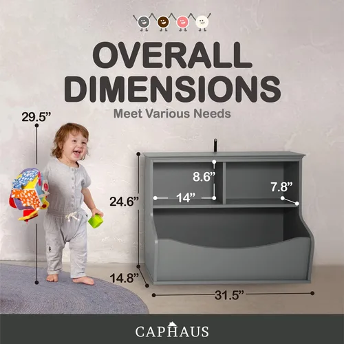 Miniatura 2 de CAPHAUS Cubby multifuncional para libros y juguetes para niños, organizador de estantes abiertos para guardería, sala de juegos, armario, estantería
