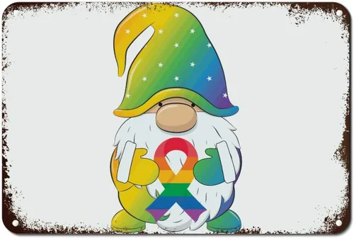 Miniatura 20 de Placa de pared con diseño de bandera de Estados Unidos, diseño retro vintage de arcoíris, letrero de metal LGBTQ, orgullo gay, regalo del mes