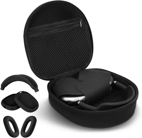 Miniatura 12 de Funda para auriculares Apple Airpods Max, estuche duro portátil de viaje para auriculares, bolsa con malla y cremallera para cargador y accesorios