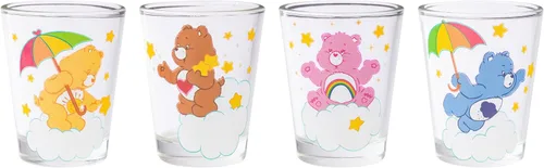 Miniatura 2 de Silver Buffalo Care Bears on Clouds con Funshine, Tenderheart, Cheer and Grumpy Bear - Juego de 4 mini vasos de 1.5 onzas Osos de cuidado
