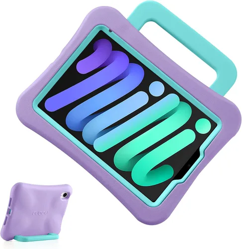 Miniatura 18 de Funda para Niños para iPad mini 7 (A17 Pro) 2024/iPad Mini6 2021, Peso Ligero Resistente/A Prueba de Golpes/A Prueba de Caídas con Asa/Soporte