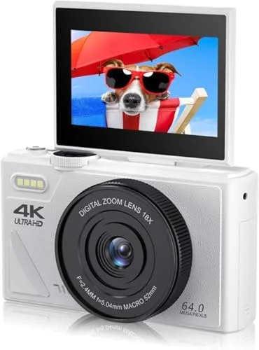 Miniatura 10 de Zunate Zunateyk6vg30wnx-12 - Cámara digital retro de 64 MP, cámara de vlogging 4K UHD vintage con zoom de 18X, enfoque automático, pantalla abatible