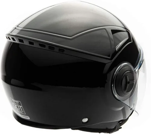 Miniatura 3 de Casco con cara descubierta para motocicleta Scooter, con visor DOT práctico que se puede levantar, XL, Negro (Shiny Black)