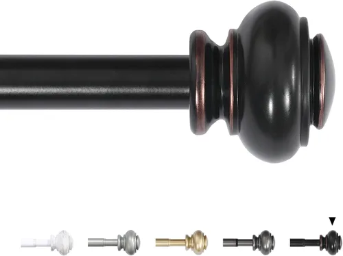 Miniatura 7 de H.VERSAILTEX - Cortinero para ventana ajustable y decorativo de 3/4 pulgadas de diámetro, para una sola ventana, con remates clásicos Negro