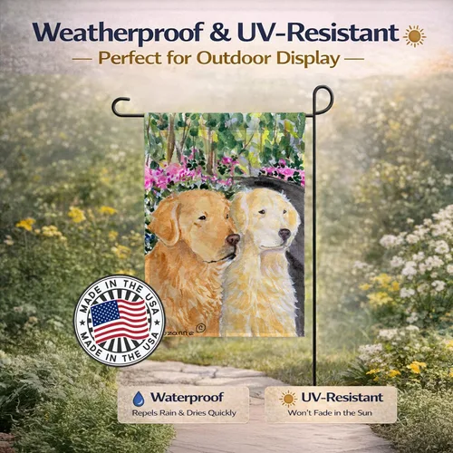 Miniatura 6 de Caroline's Treasures SS8974GF - Bandera decorativa para jardín con diseño de Golden Retriever para jardín, jardín, jardín, multicolor Golden