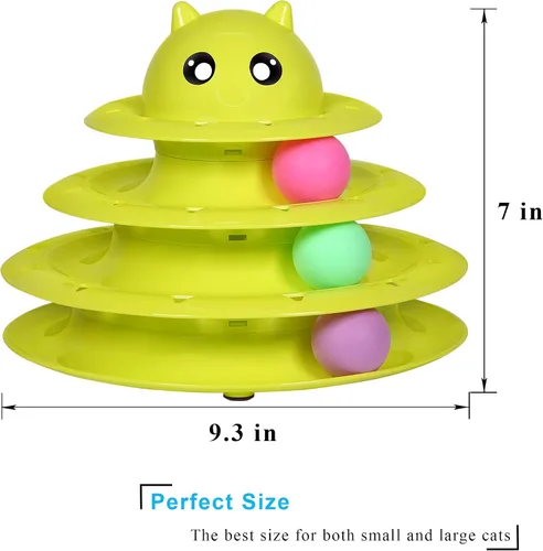 Miniatura 2 de UPSKY Juguete Rodillo para Gatos Tornamesa de 3 Niveles Juguete para Gatos con Pelotas con Seis Pelotas Coloridas Juguetes Interactivos para Gatitos