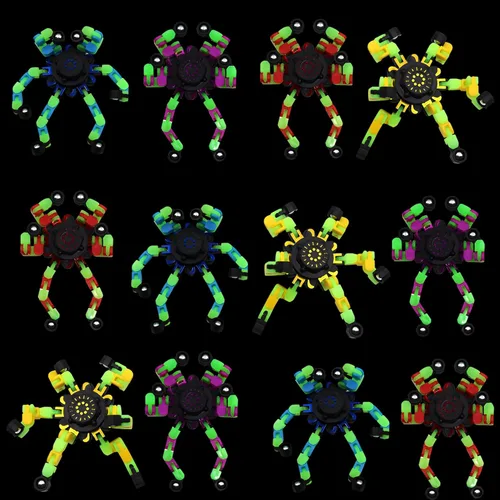 Fidget Spinners, robot de cadena transformable para hacer tú mismo, que brilla en la oscuridad, juguete mecánico creativo para aliviar el estrés,