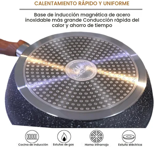 Miniatura 4 de Kitchen Academy Juego de utensilios de cocina de inducción – Juego de 12 sartenes antiadherentes de granito negro