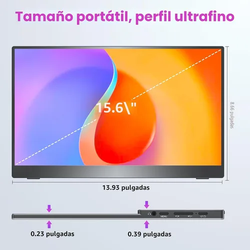 Miniatura 8 de Upperizon Monitor portátil de 15.6 pulgadas FHD 87% sRGB 60Hz IPS HDR HDMI USB-C Monitor de viaje para laptop, MacBook, PC, Surface PS5 Xbox