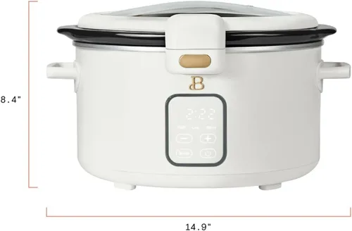 Miniatura 6 de Olla de cocción lenta programable de 4 cuartos con tapa con bisagras, pantalla táctil, múltiples ajustes de calor, ideal para comidas familiares