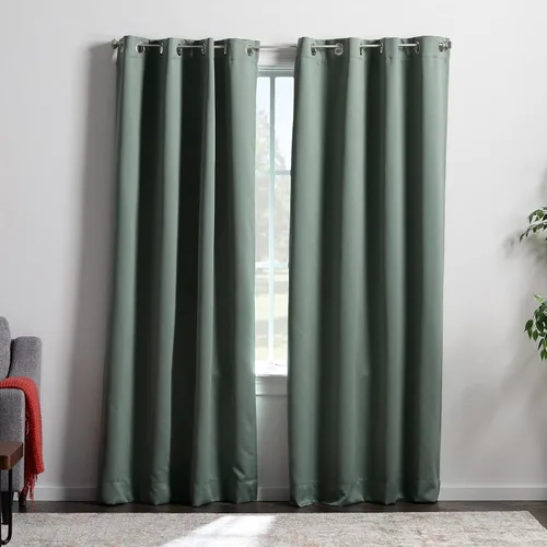 Miniatura 11 de Linenspa Juego de 2 paneles de cortinas 100% opacas, cortinas azul marino de 63 pulgadas de largo, aislamiento térmico, reducción de ruido