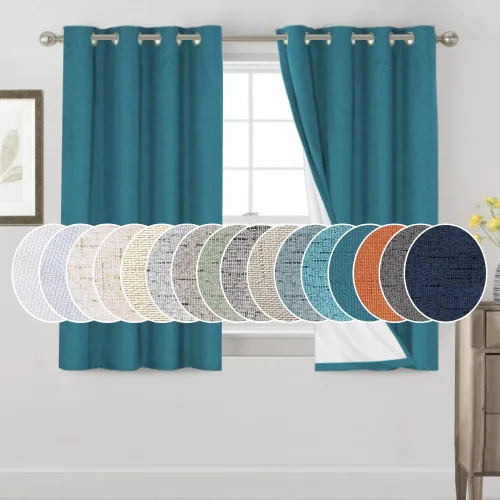 Miniatura 80 de Primitive - Cortinas opacas 100 % de lino texturizado natural para dormitorio, sala de estar, cortinas para ahorra energía, tela de arpillera