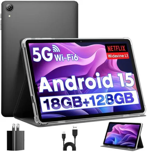 Tablet Android, Tablet Android 15 de 10 Pulgadas, Tablets para Adultos, Octa-Core, 18GB RAM+128GB ROM+1TB Expandible, Pantalla IPS 1280x800,