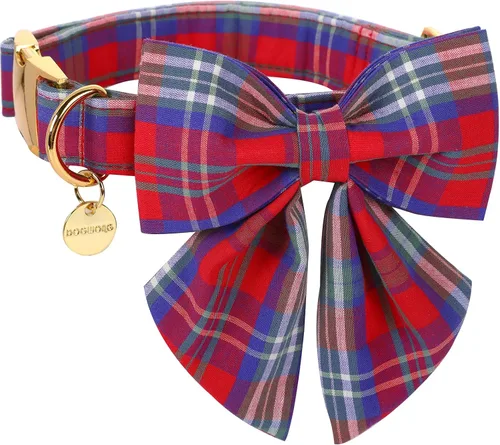 Miniatura 16 de DOGWONG Collar de Navidad para perro con corbatín, collar de perro de Papá Noel rojo, suave, duradero, ajustable, de algodón, para perros pequeños