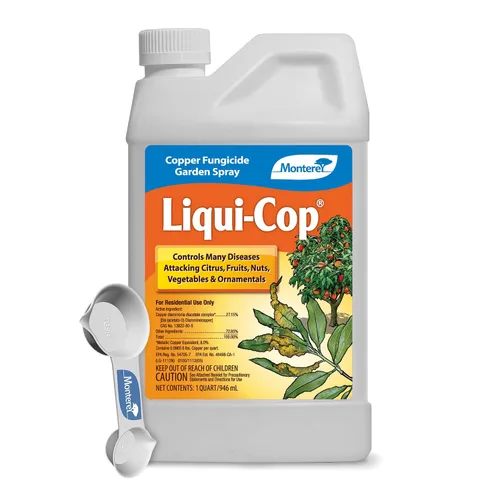 Monterey Spray de jardín fungicida de cobre incluido con cuchara medidora, controla enfermedades en cítricos, frutas, nueces, verduras y