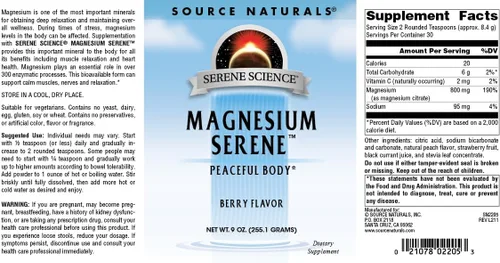 Miniatura 4 de Source Naturals Serene Science - Magnesio con sabor a bayas serenas, cuerpo pacífico, 9 onzas