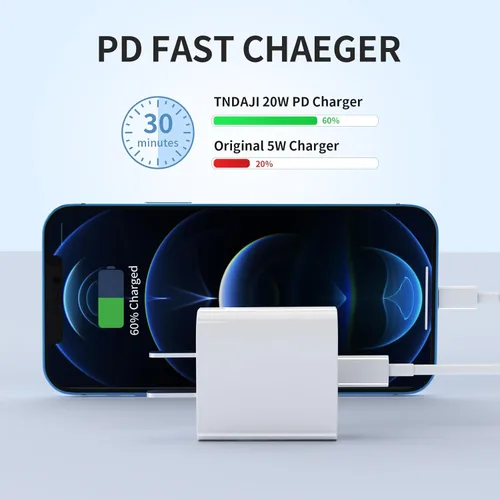 Miniatura 2 de Cargador USB C para iPhone, carga rápida, paquete de 3 unidades de 20 W, tipo C, cargador de pared con cable de carga USB C de 6 pies de largo