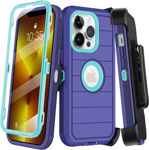 Miniatura 17 de KECAI Funda para iPhone 13 Mini con Protector de Pantalla Integrado, Funda con Clip para Cinturón, Resistente de Servicio Pesado a Prueba de Golpes
