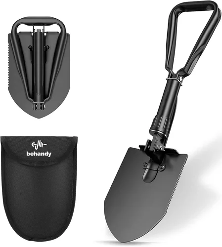 Pala plegable de 18.5 pulgadas, pala plegable para nieve de automóvil, pala de campamento y pico, herramienta de entrenamiento militar para Negro