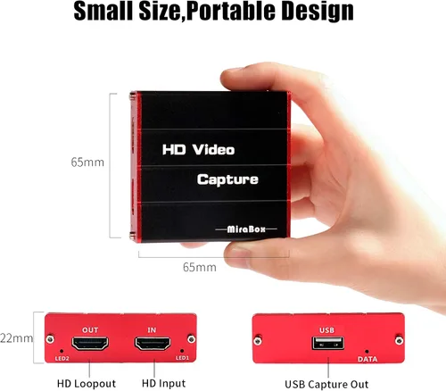 Miniatura 6 de Mirabox Tarjeta de captura de video HDMI USB3.0 para Nintendo Switch, 1080P 60FPS HD dispositivo de captura de juegos Cam Link con HDMI Passthrough