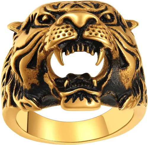 ChainsPro - Impresionantes anillos de cabeza de tigre para hombre, espíritu animal, bonita mano de obra, tallas 7 a 14, de acero inoxidable 316L