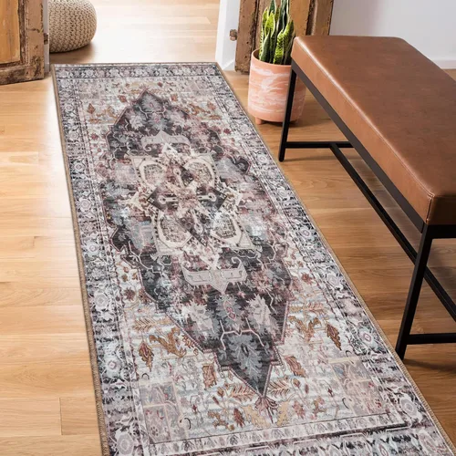 Miniatura 17 de RYB HOME Alfombra lavable para sala de estar, alfombra grande de 8 x 10 pies que no se desprende para dormitorio, alfombra de lana sintética ultra