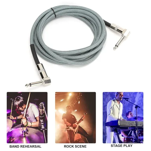 Miniatura 4 de Hilitand Cable de guitarra – Cable amplificador de guitarra de audio de cabeza macho de 0.250 in, cable amplificador de guitarra eléctrica de 10