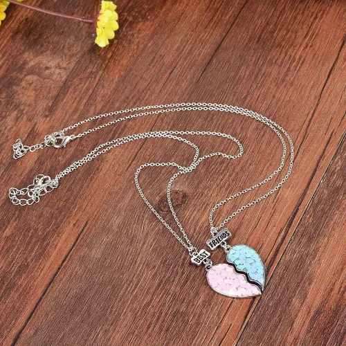 Miniatura 4 de MJartoria Collar BFF para 2 personas Collar con colgante de corazón a juego para mejores amigos para siempre, lindo regalo para el mejor amigo