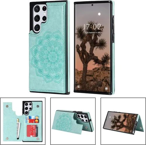 Miniatura 4 de Asuwish Funda compatible con Samsung Galaxy S22 Ultra 5G y protector de pantalla de vidrio templado, accesorios para celular, ranura para tarjetero