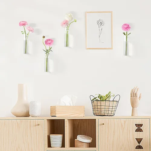 Miniatura 3 de Mkono Estación de Propagación Jardinera Colgante de Pared Tubos de Vidrio Florero para Plantas Hidropónicas, Baño, Oficina en Casa Sala de Estar