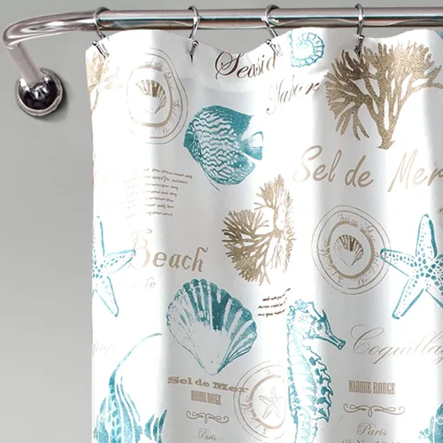 Miniatura 2 de Lush Decor Harbor Life Cortina de ducha, 72 pulgadas de ancho x 72 pulgadas de largo, azul y gris pardo - Curtians de ducha de tela - Decoración