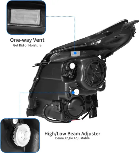 Miniatura 4 de DWVO Conjunto de faros delanteros compatible con Cadillac SRX 10 11 12 14 2014 2015 2016 Cadillac SRX 10 11 12 13 14 15 16 OE proyector delantero