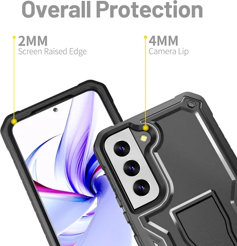 Miniatura 2 de FITO Funda para Samsung Galaxy S22, doble capa a prueba de golpes resistente para teléfono Samsung S22 5G con protector de pantalla, soporte Azul