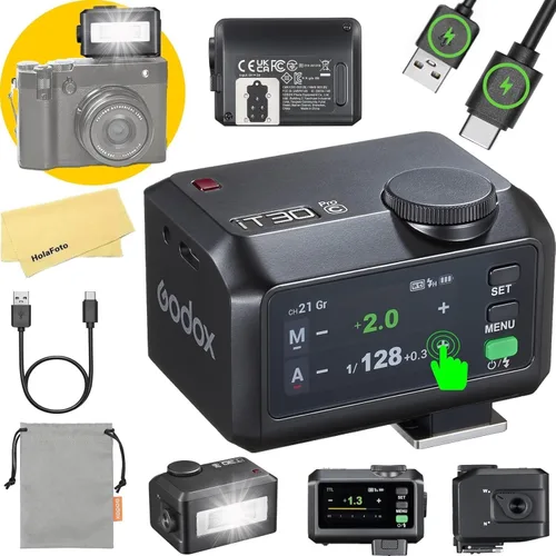 GODOX iT30 Pro C iT30Pro C Mini TTL Flash de cámara para Canon Flash, para Canon EOS Rebel T7 T100 2000D 4000D R50 Etc, pantalla táctil, batería de