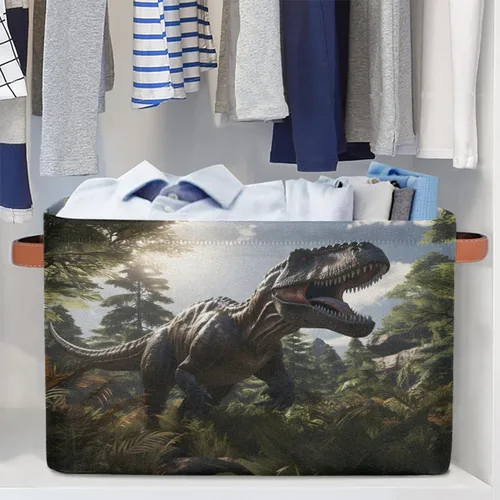 Miniatura 5 de AUUXVA Ombra Cesta de almacenamiento gigante de dinosaurios jurásicos caja de almacenamiento de lona duradera plegable cesta de juguetes organizador
